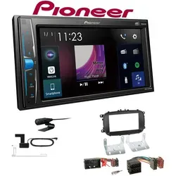 Pioneer DMH-A3300DAB 2-DIN Multimedia Autoradio Bluetooth DAB+ USB mit Einbauset für Fiat 500X ab 2015 schwarz