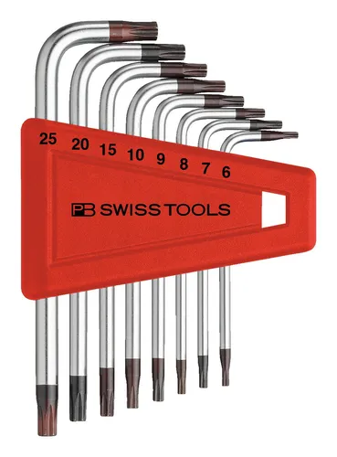 PB Swiss Tools Winkelschraubendreher-Satz 8-teilig T6-T25 - Winkelschraubendreher Set mit 8 hochwertigen Werkzeugen im Kunststoffhalter, ideal für präzise Arbeiten in engen Räumen.