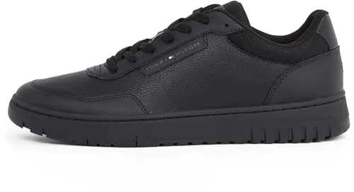 Tommy Hilfiger Herren Court Sneaker Basket Core Lite Low Top, Schwarz (Black), 40 - Herren-Sneaker aus hochwertigem Ledermix mit Gummisohle, ideal für einen sportlichen Look und hohen Tragekomfort.