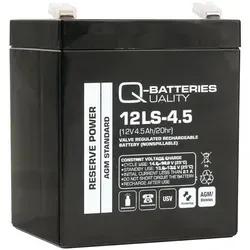 Q-Batteries 12LS-4.5 | 12V 4,5Ah AGM Akku - Batterien & Akkus, wartungsfreier AGM-Akku mit exzellenter Energiespeicherkapazität und VdS-Zulassung für zuverlässige Energie in Sicherheitstechnik und USV-Systemen.