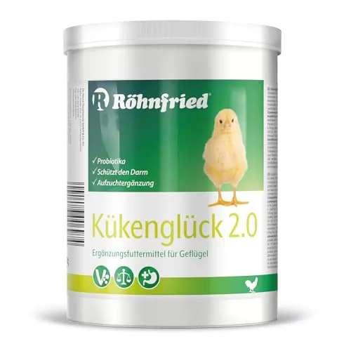 Röhnfried Kükenglück Aufzuchtpräparat (550 g) - Ausrüstung für die Geflügel-, Tauben- & Wildvogelhaltung, unterstützt optimales Wachstum mit Vitaminen und probiotischen Bakterien für gesunde Küken.