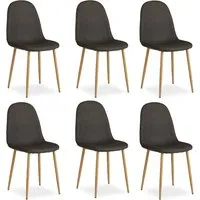 Homestyle4u Polsterstuhl Set - 6 Anthrazit Esszimmerstühle - Moderne Esszimmerstühle mit bequemen Leinenbezug in Anthrazit, ideal für vielseitige Kombinationen in Küche, Esszimmer und Wohnzimmer. Massive Metallfüße in Holzoptik sorgen für Stabilität und Stil.