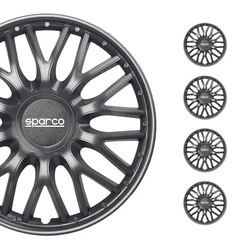 Sparco SPC1596BK Radkappen Set Roma 15 Zoll Schwarz - Set mit 4 Radkappen, aus robustem ABS für Rost- und Korrosionsschutz. Universelle Passform und einfache Installation dank Sicherungsring.
