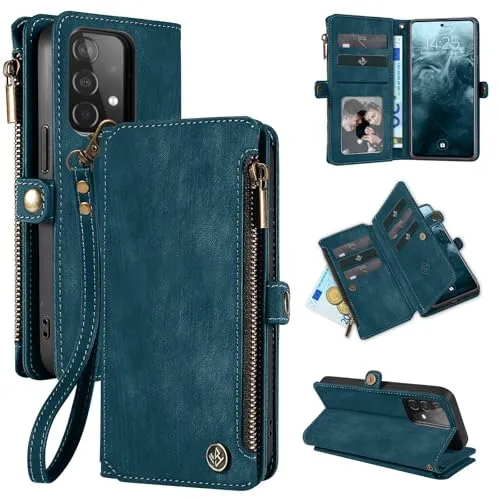 LBH Handy Hülle für Samsung Galaxy A52 / A52 5G / A52s 5G Klapphülle RFID Schutz Wallet Geldbeutel Geldbörse Cover Case Flipcase Kartenfächer Geldfach Münzfach Petrol