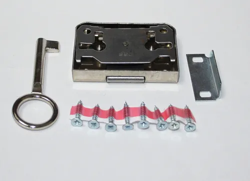 Möbelschloss Aufschraubschloss 20 mm Stahl vernickelt, rechts - links verwendbar