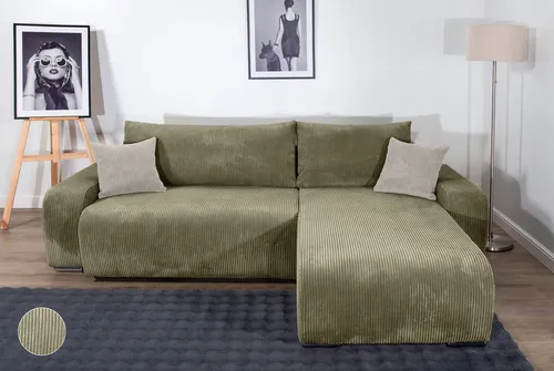 COLLECTION AB Ecksofa Pia L-Form, B: 237 cm, Bettfunktion, Bettkasten & 2 Zierkissen, Federkern