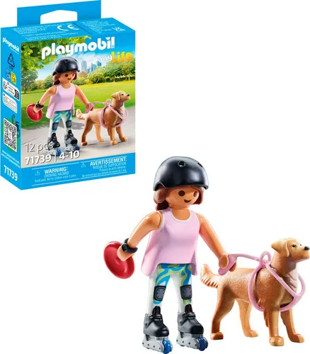 Playmobil® Inlinerin mit Retriever (71739), Playmobil My Life Konstruktions-Spielset, (12 St)