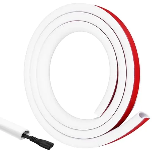 2M Kabelkanal Weiß Selbstklebend Kabel Verstecken Kanal Kabelschacht Weiss Weiß Kabelkanäle Kabelleiste Kabelabdeckung Wand Decke Flexibler Kabelkanal Flach Flexibel Unterputz für Haus Büro Lager