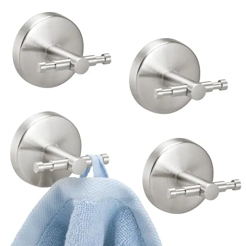 bremermann Bad-Serie PIAZZA - Handtuchhaken 4er-Sets (Edelstahl Doppelhaken)