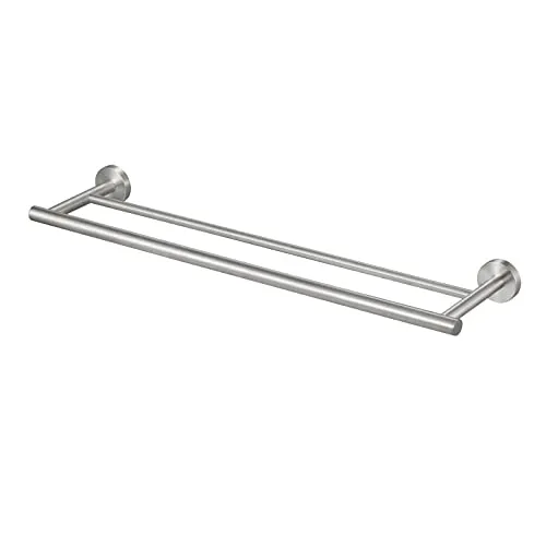 KES Handtuchhalter Doppel Handtuchstange Bad Badetuchhalter Handtuch Halter SUS304 Edelstahl Handtuchstangen Dusche Wandmontage 60CM Gebürstet, A2001S60-2