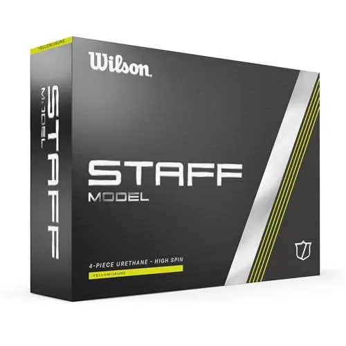 Wilson Staff Model Golfball, Gelb - Golfbälle im 12er-Pack mit 4-teiliger Konstruktion für maximale Präzision und Geschwindigkeit, ideal für ambitionierte Golfer.