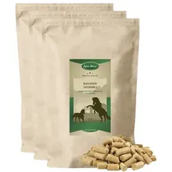 Lyra Horse® Bananen Leckerli 15 kg - Nährstoffreiche Belohnung für Pferde - Vogelfutter mit unverwechselbarem Bananengeschmack, ideal als Trainingsmotivation oder Snack. Enthält hochwertige Inhaltsstoffe für gesunde Energie und Verdauung.
