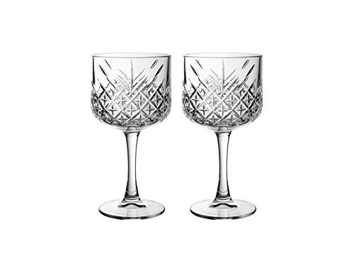 Pasabahce 440237 Gin Cocktail Glas „Timeless“ im Kristall-Design, Höhe ca. 20 cm, 2er Set aus Glas
