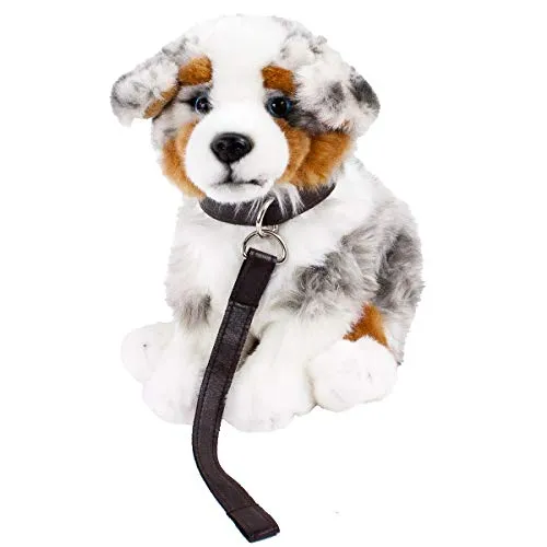 Teddys Rothenburg Kuscheltier Australian Shepherd 26cm - Stofftier & Teddybären: Süßer, sitzender Plüschhund in grau/weiß/braun, waschbar bis 30°C, ideal zum Kuscheln und Spielen.