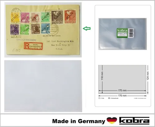 Schutzhüllen Standard Briefe Briefehüllen 170x98mm KOBRA T30-10 10 Pack