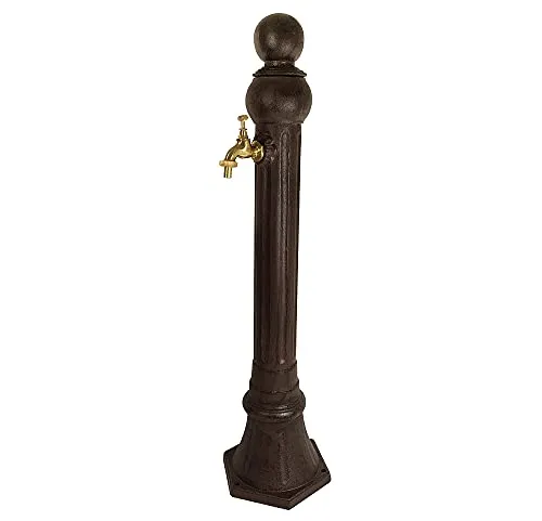 Wasserzapfsäule Wasserzapfstelle für Garten Standbrunnen Antik-Stil Braun 85cm