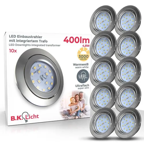 B.K.Licht 10er Set LED Einbaustrahler - Einbauleuchten mit schwenkbarem Spot, warmweißem Licht und 20.000 Stunden Lebensdauer – ideal für stilvolle und energieeffiziente Beleuchtung in jedem Raum.