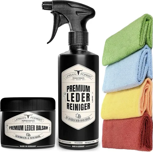 URBAN FOREST Lederpflege Lederreiniger 500ml + Leder Balsam + 4 Mikrofasertücher Lederpflege (3 St), 250ml, 500ml