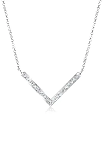 Elli Halskette Damen V-Kette mit Kristallen aus 925 Sterling Silber - Elegante 45 cm lange Halskette mit V-Anhänger aus 925 Sterling Silber. Funkelnde Kristalle verleihen jedem Outfit einen modernen Touch. Hochwertig verarbeitet und anlaufgeschützt, ideal als Geschenk für besondere Anlässe.