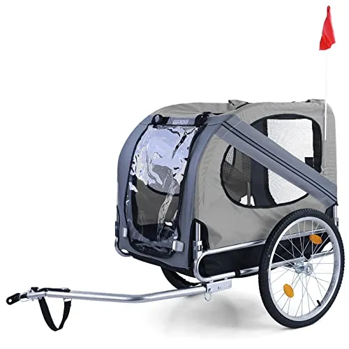 Fahrradanhänger für Hunde bis 40kg - klappbar und grau - Fahrradanhänger, klappbar für einfache Lagerung, ideal für Haustiere bis 40kg und perfekt für Ausflüge mit Ihrem Hund.