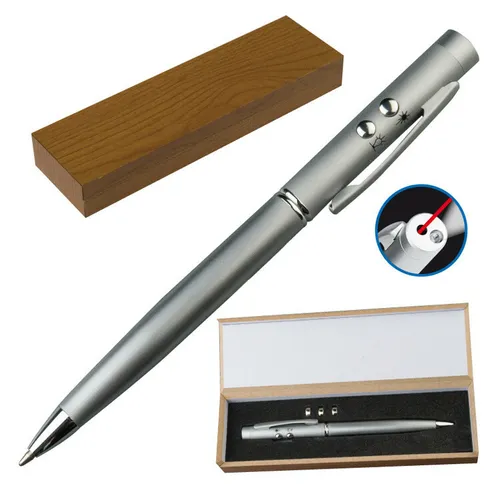 LED Kugelschreiber mit Laserpointer und Licht / aus Metall