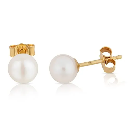 NKlaus 6mm Süßwasserperle Ohrstecker aus 333 Gelbgold - Ohrschmuck für Damen: Elegante Perlenohrstecker aus 333er Echtgold mit 6mm Süßwasserperlen, ideal für jeden Anlass und ein Must-Have für stilbewusste Frauen.