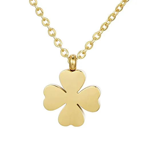 Morella Damen Halskette Kleeblatt Anhänger Glücksbringer Edelstahl Gold im Samtbeutel