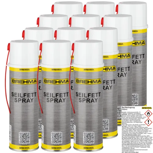 12x BREHMA Seilfett Zahnradfett Drahtseilfett Spray Ketten Hohlraumversiegelung