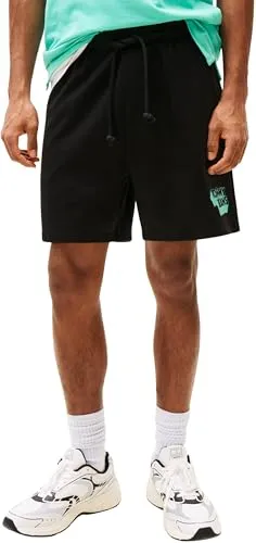 Tommy Jeans Herren Sweatshorts Stack Logo, Schwarz (Black), 3XL - Herren-Shorts aus 100% regenerativer Baumwolle, ideal für jeden Anlass mit hohem Tragekomfort und lässigem Design. Perfekt für entspannte Tage oder als Geschenk!