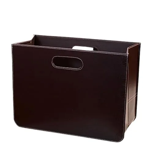 Design ZEITUNGSKORB Business aus Kunstleder, faltbar, 40,5x30,5x19,5 cm, Braun - Zeitschriften- & Zeitungshalter: Stilvoller und stabiler Zeitungskorb aus Kunstleder mit praktischem Tragegriff und klappbarem Design für optimalen Stauraum.