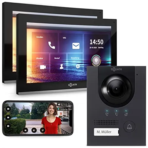 GOLIATH® Türklingel & Türsprechanlage mit Kamera [AUFPUTZ TÜRSTATION] - Klingel mit Kamera & Monitor - Doorbell Camera - Video Sprech - & Klingelanlage mit Türöffner - Videotürklingel (10 Zoll)