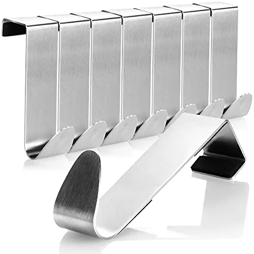 com-four® 8X Türhaken aus Edelstahl - Kleider-Haken mit Schaumstoff-Schutz - Garderobenhaken für Schranktür und Zimmertür - 7,5 cm (08 Stück - Silberfarben - gepolstert)