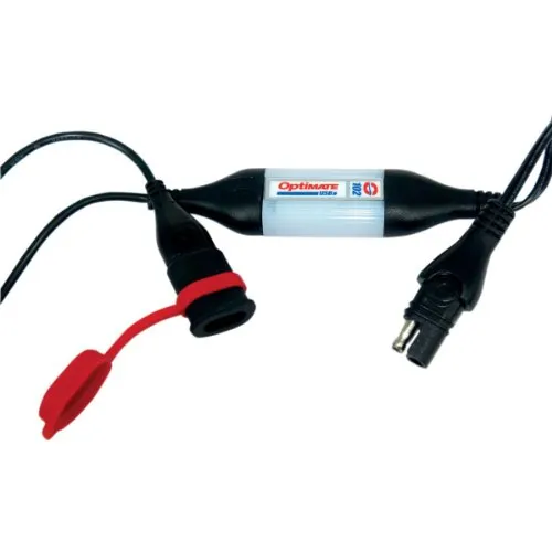 TecMate OptiMATE USB O-102, 1000mA USB-Ladegerät mit automatischer Abschaltung zum Schutz der Batterie, witterungsbeständig, SAE, Ein- und Ausgangskabel.
