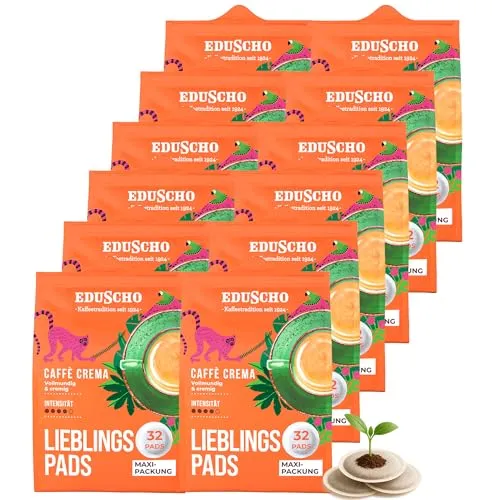 Eduscho Lieblingspads Caffè Crema - 12x 32 Pads - Kaffee mit vollmundigem und cremigem Geschmack, ideal für alle Pad-Maschinen und perfekt für Genussmomente.