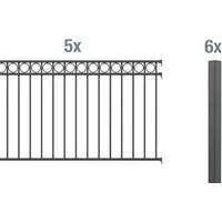 ALBERTS Zaun-Grundset Circle, zum Einbetonieren (anthrazit, 100 cm) - Zäune & Tore – Stilvoller Zaun mit dekorativen Kreisornamenten, langlebige Kunststoffbeschichtung für optimalen Wetterschutz.