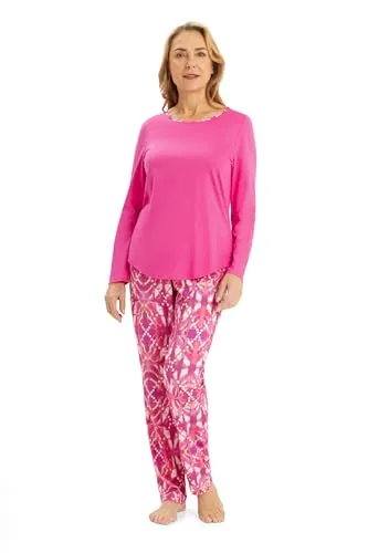Rösch Pyjama mit Grafikdruck in Pink Baumwolle/Modal 1253508 40, 16414