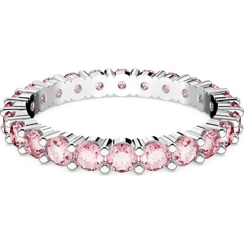 Swarovski Matrix Ring - Rhodinierter Damenschmuck mit Strahlenden Swarovski Kristallen - Ringe für Damen mit lebendigem Design in rosa-violett, perfekt kombinierbar für einen individuellen Look aus der Matrix Vittore Familie.