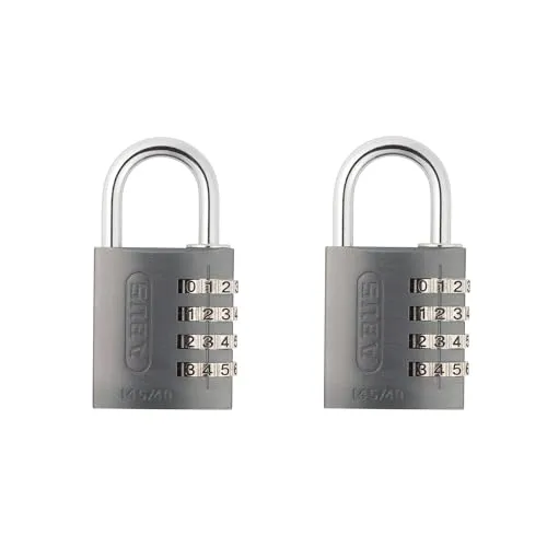 ABUS Zahlenschloss 145/40 Titanium - Robustes Kofferschloss mit individuellem Zahlencode - Zahlenschloss für Koffer, Spinde und mehr – sicherer Schutz für mittlere Werte mit 4-stelligem, anpassbarem Zahlencode und ABUS-Sicherheitslevel 4.