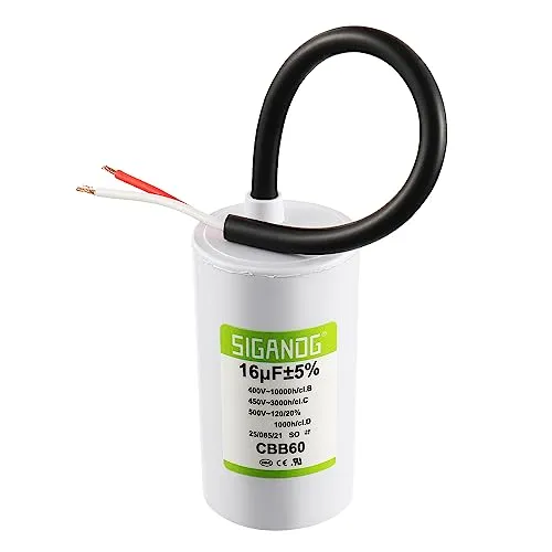 SIGANDG CBB60 Kondensator 16uF 450V AC Bedrahteter Motorstartkondensator Anlaufkondensator 50/60 Hz Motorlauf SH Kondensator
