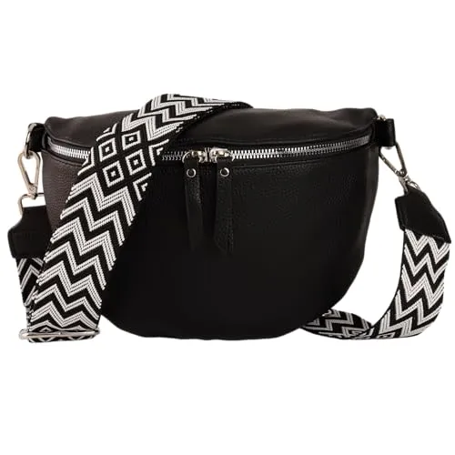 MIRROSI® Bauchtasche Damen aus Veganleder in schwarz von MIRROSI
