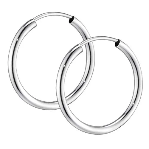 Materia Damen Creolen Gold Ohrringe 585 Weißgold 20mm - Ohrringe für Damen aus feinem 585 Weißgold, flexibel und bruchsicher. Ideal als Geschenk, in hochwertiger Schmuck-Schachtel geliefert.