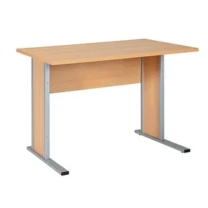 MÖBELPARTNER Schreibtisch buche rechteckig mit silbernem Kufen-Gestell 90x65 cm - Kinderschreibtische – stabil und kratzfest, ideal für kreatives Arbeiten und Lernen mit modernem Design.