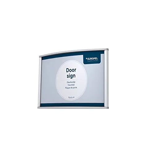 EUROPEL Türschild 150 x 100 mm - Silber Aluminiumprofil mit Antireflexplatte, vielseitig einsetzbar im Quer- oder Hochformat