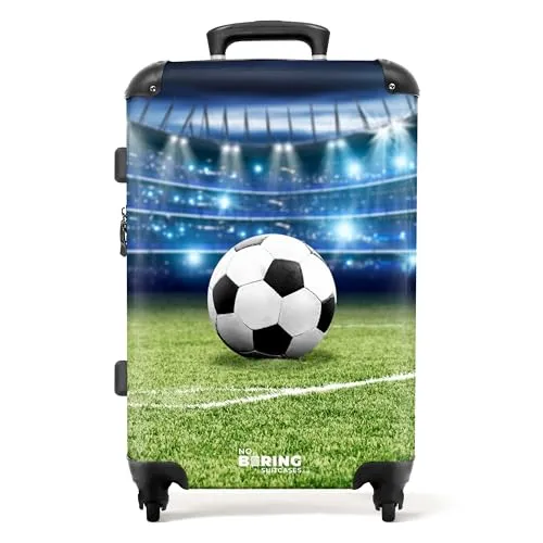 NoBoringSuitcases.com Fußball Kinderkoffer 67 cm - Kindergepäck: Großer Hartschalenkoffer mit 72 Litern Volumen, ideal für Reisen. Aus robustem ABS, ausgestattet mit TSA Schloss für sichere Aufbewahrung.