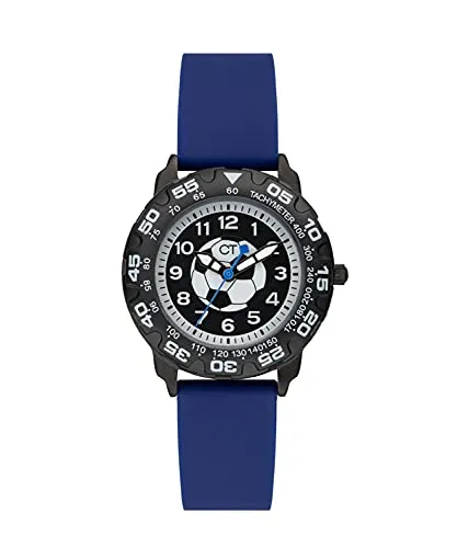 Cool Time Jungen Kinder Armbanduhr - Armbanduhr für Jungen mit Fußballmotiv, kratzfestem Mineralglas und wasserdichter Ausstattung bis 3 bar. Inklusive coolem Mäppchen für die perfekte Geschenkverpackung!