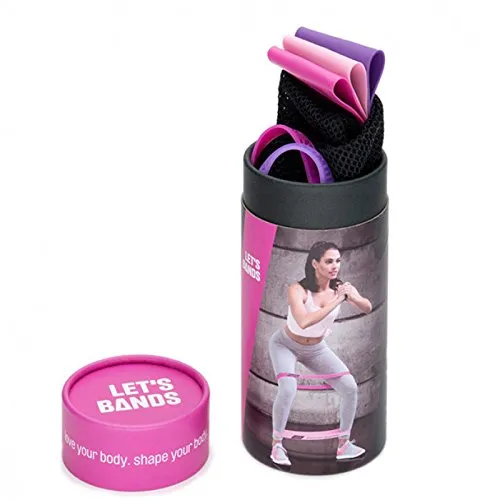 LETSBANDS Let’s Bands Powerbands Set Lady – 3 Fitnessbänder für effektives Ganzkörpertraining - Widerstandsbänder für zu Hause oder unterwegs. Inklusive 4-Wochen Workout-Plan und praktischer Tragetasche für gezieltes Training.