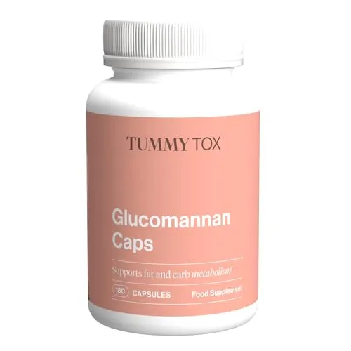 Glucomannan (Konjac) 3000 mg, Chrom, Garcinia Cambogia und Johannisbrot - Appetit - 180 Hochdosierte Vegane Kapseln - Tummy Tox