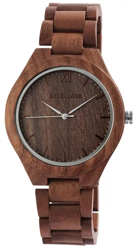 Excellanc Herren Holz Uhr Gliederarmband 2800049-003 - Armbanduhren aus Walnussholz, einzigartig und nachhaltig, mit hochwertigem Quarzuhrwerk und edlem Mineralglas für angenehmen Tragekomfort.