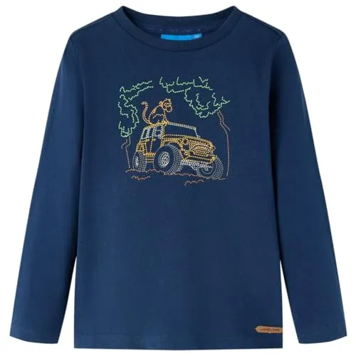 Kinder Langarmshirt Geländewagen Aufdruck Langarm T-Shirt Jungen Marineblau 128