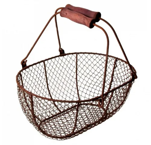 esschert design Dekokorb - Stabiler Drahtkorb für Ernte und Transport (L) - Dekokorb groß in Braun, ideal für effiziente Ernte und Transport von Obst und Gemüse.